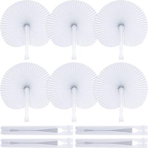 60 Pack Wedding Fans White Round Folding Handheld Fans Paper Fans for Wedding Guests Gift Bridal Party Favor Baby Shower Party Supplies