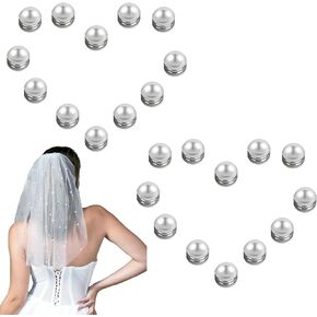 24 Sets Veil Weights Wedding Magnetic Pearls, Elegant Wedding Dress Weights for Wind Double Sided Artificial Pearls Multi Use Hijab Magnetic Pins for Bride Wedding Veil Accessories