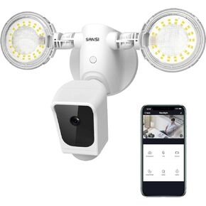 كاميرا SANSI Stellar Floodlight، مستشعر حركة كاميرا أمان سلكية 1080P HD خارجي، 4000 لومن، محادثة صوتية ثنائية الاتجاه وإنذار صفارات الإنذار، WiFi، بدون رسوم شهرية، سطوع فائق للأمان من المستوى التالي in Kuwait
