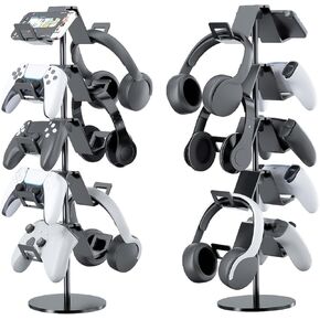 Controller Stand,5 Tier Controller Headphone Holder for Universal Headsets and Controllers,Black