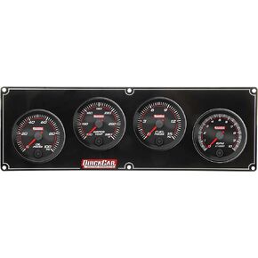 QuickCar Racing Products Gauge Panel Assembly, Redline, Oil Pressure/Water Temperature/Fuel Pressure/2-5/8 in Tachometer, Black Face, Kit