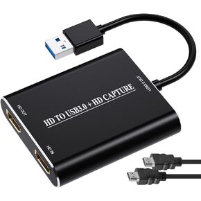Capture Card, Video Capture Card 4K 1080P 60FPS, HDMI USB3.0 Capture Card Nintendo Switch, Game Capture Card for Live Streaming, Video Conference, Recording, Works with PS4/PS5/PC/OBS/DSLR