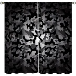Camouflage Curtains Teens Camo Army Camouflage Blackout Rod Pocket Curtains & Drapes Bedroom Decor for Kids Boys Girls Teens,Green Militarily Abstract Art Window Curtains 2 Panels 42x54 Inch