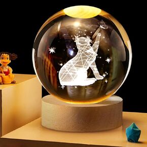 3D Solar System Crystal Ball, 3.15inch(80mm) Decorative Quartz Glass Ball, Sphere with Wooden Base, Paperweight Crystal Display Sculpture Home Decor Gifts for Women Friends (Solar System, 8cm(3.15in))
