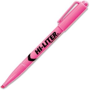 Avery Hi-Liter Pen-Style Highlighters, Fluorescent Pink Ink, Chisel Tip, Pink/black Barrel, Dozen