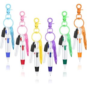Fainne Mini Highlighter Nurse Pen Pack Set Nurse Pens for Badge include Tip Highlighter Permanent Marker Pen Retractable Ball Pen With Nursing Keychain Clip (6)
