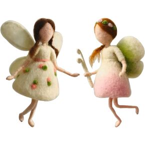 White and Green Wing Elves Needle Felting Kits Friendly Instruction DIY Craft Kit for Beginners