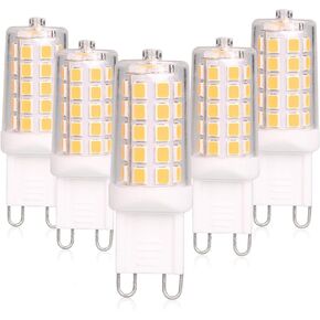 BAOMING G9 LED Bulb Dimmable 4W, 40 Watt T4 G9 Halogen Equivalent, 2700K Soft Warm White, 120V No-Flicker, Chandelier Lighting 450LM (5 Pack)