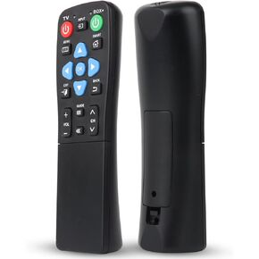 Universal Big Button Remote for Seniors, Elderly, 2-Device Control - Learning Functions, Use for TV, Streaming Box, Soundbar Audio Recevier, DVD/VCR/SAT Device & Blue-Ray DVD, Dementia Friendly Gifts