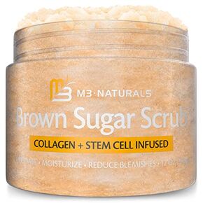 Himalayan Salt Scrub Face Foot & Body Exfoliator Infused with Collagen and Stem Cell Natural Exfoliating Salt Body Scrub for Toning Cellulite Skin Care by M3 Naturals