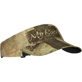 Summer Unisex Sun Visor Hat - Christian Religious Bible Verse The Lord is My Rock Pattern Sports Adjustable UV Protection Beach Cap for Women Men Black