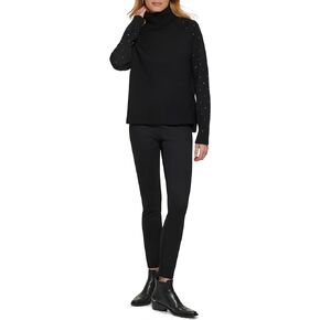 DKNY Women's Turtle Neck Studded Detail Sweater