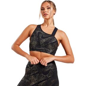 Nike Swoosh Women's Medium-Support Asymmetrical Non-Padded Sports Bra (Black/Black/Dark Smoke Grey) Size Small