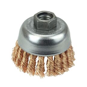 Weiler 12776 4" Single Row Knot Wire Cup Brush 0.020" Bronze Fill, 5/8"-11 UNC Nut, Made in The USA