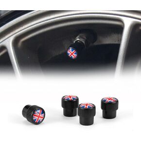 Heinmo for Cooper F/R Series Car Tire Wheel Stem Air Valve Cap Dust Cover-tire Valve stem caps Union Jack 4 Pcs (BK-Gray)