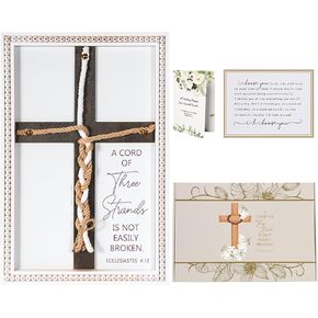 Extrogif 3 Strands Cord Wedding Unity Signs, A Cord Of Three Strands Bible Wooden Cross Braid for Ceremony - Handfasting Strand of Tie God's Knot, Anniversary Religious Gifts for Couple