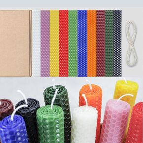 PTSGCAI 20 Pack 8x8 Inch Beeswax Candle Making Kit, Cotton Wick 18 feet & Stencil - Create Your Own Unique Beeswax Candles