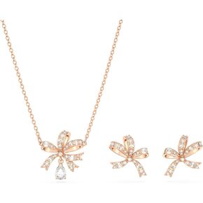 Swarovski Volta Necklace and Earrings Jewelry Set with Crystal Bow Motif