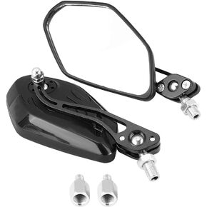 1 Pair Universal Motorcycle Rearview Side Mirrors, Keenso Adjustable Aluminum Handlebar Rear View Side Mirrors Flame Pattern Motorbike Scooter 10mm 8mm (Yellow)