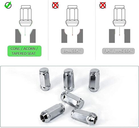 24 Pcs M14x2 Chrome Lug Nuts, 14x2mm Wheel Lug Nuts Compatible with Ford F150 Expedition Lincoln Navigator Most 6 Lug 4 Lug Wheels in Saudi Arabia