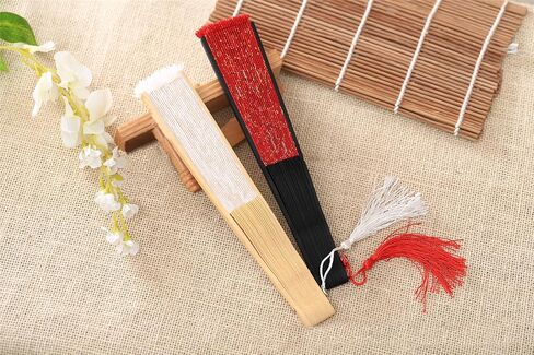 Exasinine Retro Lace Hand Fan Bamboo Folding Fan Handheld Fan (Red) in Kuwait