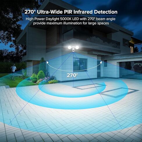 كاميرا SANSI Stellar Floodlight، مستشعر حركة كاميرا أمان سلكية 1080P HD خارجي، 4000 لومن، محادثة صوتية ثنائية الاتجاه وإنذار صفارات الإنذار، WiFi، بدون رسوم شهرية، سطوع فائق للأمان من المستوى التالي in Kuwait