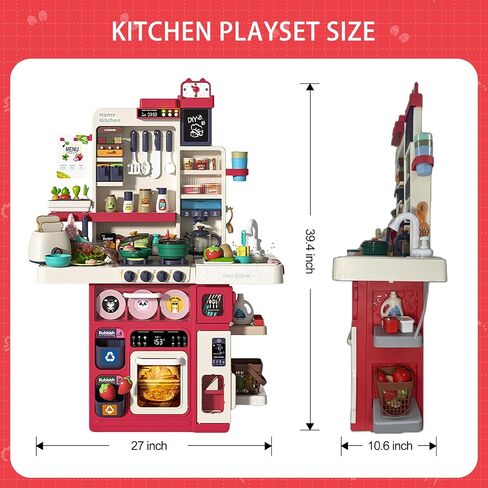 101 PCS Kids Kitchen Playset, IRIMMY Play Kitchen w/Realistic Cooking Light, Sounds, Steam, Sink, Water Dispenser, Bread Maker & Toy Kitchen Accessories, Pretend Kitchen Set for Kids Girls Boys, Green in Saudi Arabia