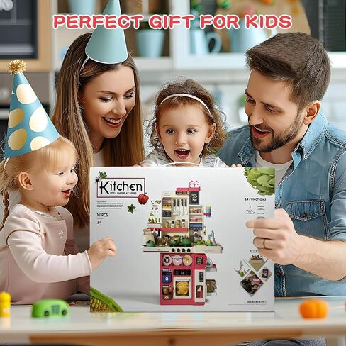 101 PCS Kids Kitchen Playset, IRIMMY Play Kitchen w/Realistic Cooking Light, Sounds, Steam, Sink, Water Dispenser, Bread Maker & Toy Kitchen Accessories, Pretend Kitchen Set for Kids Girls Boys, Green in Saudi Arabia