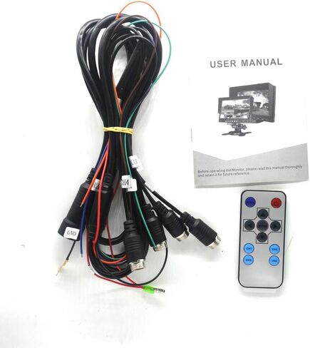 شاشة Padarsey 9 بوصة TFT LCD للرؤية الخلفية للسيارة رباعية الانقسام، جهاز تحكم عن بعد، 4 قنوات 4-PIN موصل مدخلات فيديو مقاومة للصدمات - شاشة 12V-24V 800480HD مع مظلة مضادة للوهج in Saudi Arabia
