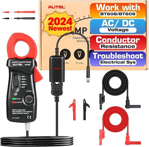 مجموعة ملحقات اختبار البطارية Autel MaxiBAS BTAK، مقياس التيار الرقمي DM100 400A، يقيس الجهد والتيار والمقاومة وقوة البطارية، استكشاف أخطاء النظام الكهربائي وإصلاحها، العمل مع BT608/BT609 in Saudi Arabia