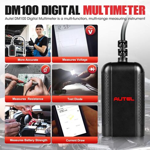 مجموعة ملحقات اختبار البطارية Autel MaxiBAS BTAK، مقياس التيار الرقمي DM100 400A، يقيس الجهد والتيار والمقاومة وقوة البطارية، استكشاف أخطاء النظام الكهربائي وإصلاحها، العمل مع BT608/BT609 in Saudi Arabia