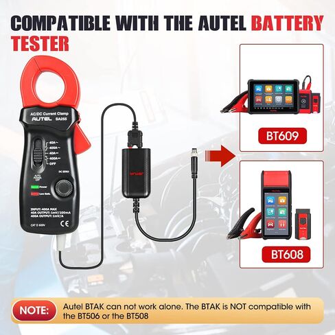 مجموعة ملحقات اختبار البطارية Autel MaxiBAS BTAK، مقياس التيار الرقمي DM100 400A، يقيس الجهد والتيار والمقاومة وقوة البطارية، استكشاف أخطاء النظام الكهربائي وإصلاحها، العمل مع BT608/BT609 in Saudi Arabia