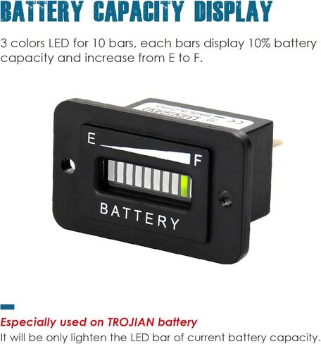 عداد بطارية عربة الجولف 36 فولت، مقياس عداد بطارية طروادة، عداد شحن البطارية للتذكير، يعمل على عربة الجولف ورافعة شوكية السيارة الكهربائية وآلة تكديس السيارات النجمية. (حصان طروادة) in Kuwait