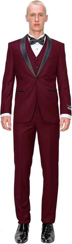 Men’s Suit Set – Slim Fit Tuxedo Blazer Solid Jacket Vest Pants Formal Business Wedding Party Prom Dress Suits in Kuwait