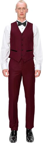 Men’s Suit Set – Slim Fit Tuxedo Blazer Solid Jacket Vest Pants Formal Business Wedding Party Prom Dress Suits in Kuwait