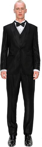 Men’s Suit Set – Slim Fit Tuxedo Blazer Solid Jacket Vest Pants Formal Business Wedding Party Prom Dress Suits in Kuwait