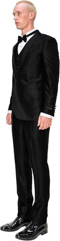Men’s Suit Set – Slim Fit Tuxedo Blazer Solid Jacket Vest Pants Formal Business Wedding Party Prom Dress Suits in Kuwait