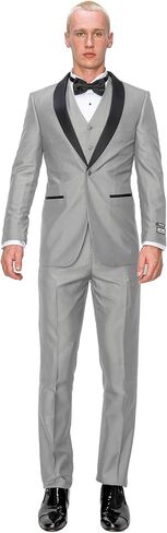Men’s Suit Set – Slim Fit Tuxedo Blazer Solid Jacket Vest Pants Formal Business Wedding Party Prom Dress Suits in Kuwait