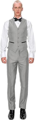 Men’s Suit Set – Slim Fit Tuxedo Blazer Solid Jacket Vest Pants Formal Business Wedding Party Prom Dress Suits in Kuwait