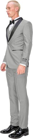 Men’s Suit Set – Slim Fit Tuxedo Blazer Solid Jacket Vest Pants Formal Business Wedding Party Prom Dress Suits in Kuwait