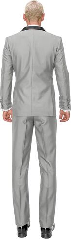 Men’s Suit Set – Slim Fit Tuxedo Blazer Solid Jacket Vest Pants Formal Business Wedding Party Prom Dress Suits in Kuwait
