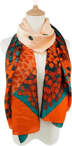 YOUR SMILE Large Mulberry Silk Feeling Long Stain Scarf Lightweight Sunscreen Shawls Wraps for Women in Saudi Arabia