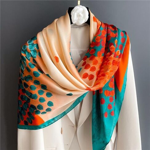 YOUR SMILE Large Mulberry Silk Feeling Long Stain Scarf Lightweight Sunscreen Shawls Wraps for Women in Saudi Arabia