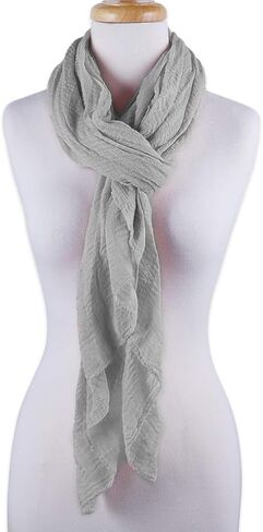 Summer Cotton Blend Crinkle Lightweight Soft Long Scarf Shawl Wrap 65 × 30 inch in Kuwait