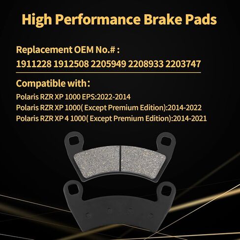 وسادات الفرامل الأمامية والخلفية لـ Polaris RZR XP 1000 EPS 2014-2022، RZR 1000 XP 4 باستثناء الإصدار المميز، Ranger 900 800 700 Crew #1911228 1912508 2205949 in Kuwait