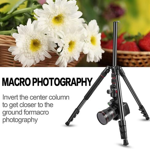 MACTREM 90in 2-in-1 Camera Tripod Monopod Aluminum Heavy Duty Travel Tripod | 360° Ball Head for Macro Photography, Max Load 33lb, Portable for DSLR & Phone, Includes Carry Bag for Travel & Vlogging in Saudi Arabia
