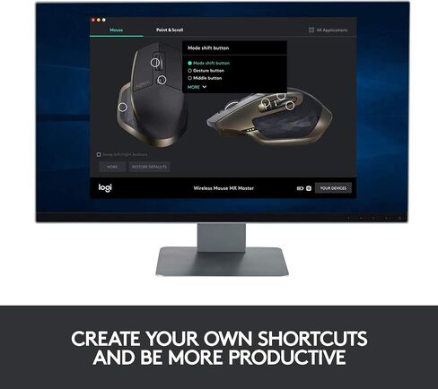 Logitech MX Master Wireless Mouse High-Precision Sensor, Speed-Adaptive Scroll Wheel, Easy-Switch up to 3 Devices - Meteorite (Renewed) in Saudi Arabia
