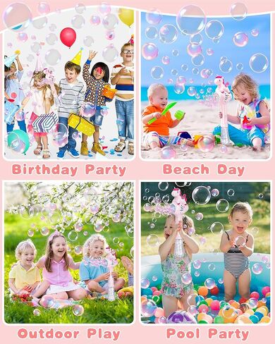 Unicorn Bubble Wand for 3 4 5 6 Year Old Girl Birthday Gifts, Light Up Princess Toys for Girls, Bubble Machine Blower Maker with Refill Solution, Outdoor Toys for Toddlers 3-5 Kids Ages 4-8 in Kuwait