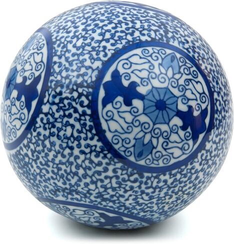 Oriental Furniture 6" Decorative Porcelain Ball - Blue Medallions(B) in Saudi Arabia