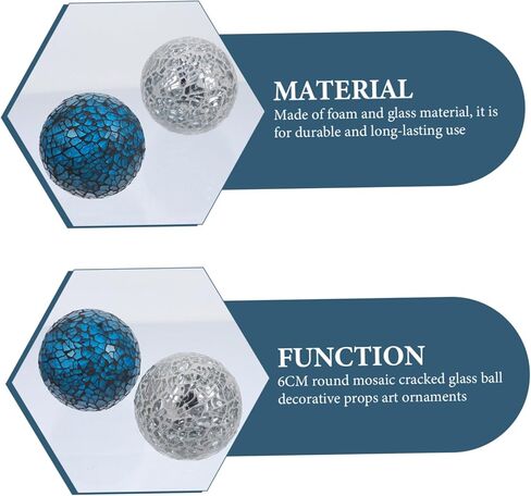 3 قطع من كرات الزجاج المتشققة، كرات زجاجية مزخرفة، كرات ديسكو فضية، مرآة الطاولة، كرات كروية مزخرفة، مزهرية، حشو، كرات حشو، ديكورات طاولة صغيرة، طاولة طعام رغوية in Kuwait